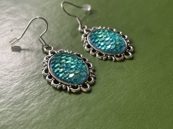 Earrings - Scale - Dragon - Turquoise