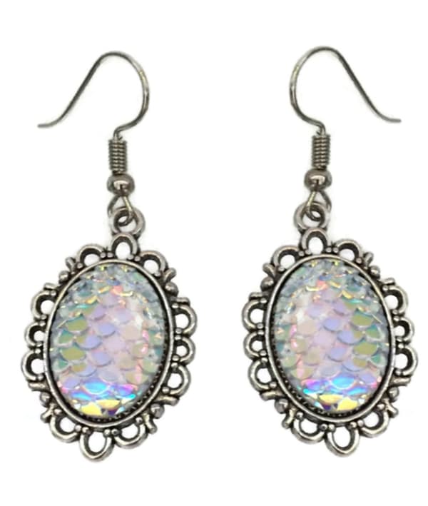 Earrings - Scales - Dragon - Opal/White