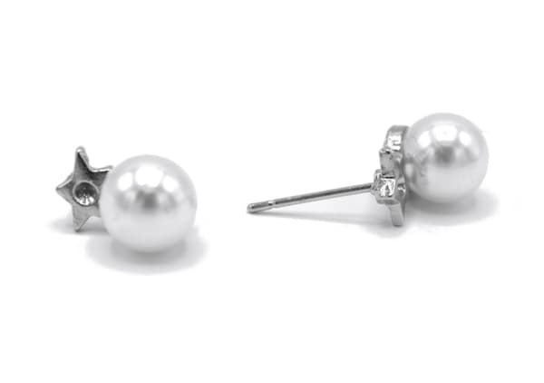 STAR PEARL ØRERINGE SILVER FARvet