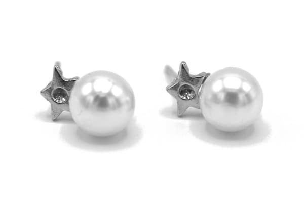 STAR PEARL ØRERINGE SILVER FARvet