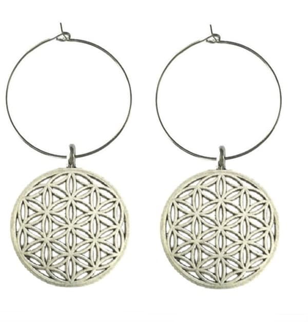 Earrings - Creoles - Flower of life - 2 cm