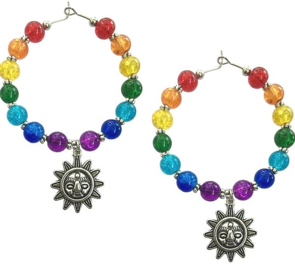 Örhängen Creoler Regnbåge Sol Chakra Meditaion Hoops 5 cm