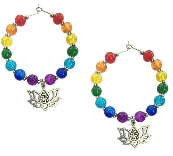 Earrings - Creoles - Lotus - Oum - Chakra - Rainbow