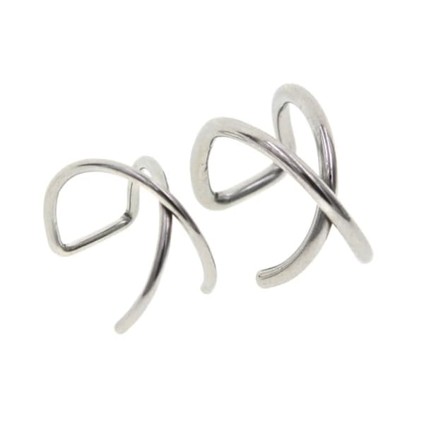 2-pack Fake Helix Piercing Ear Earring Ear Cuff uden hul sølv
