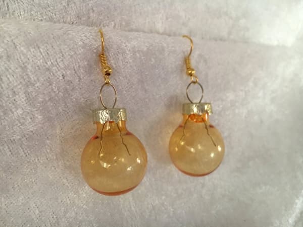 Guld Örhängen till Jul / Christmas - Guld Genomskinliga Julkulor