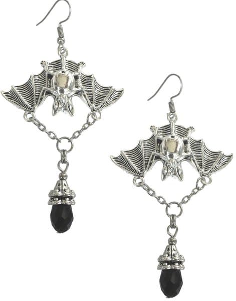 Earrings - Bat - Upside down - Bead - Black
