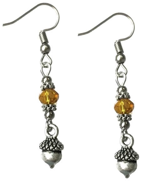 Earrings - Acorn - Amber - Bead