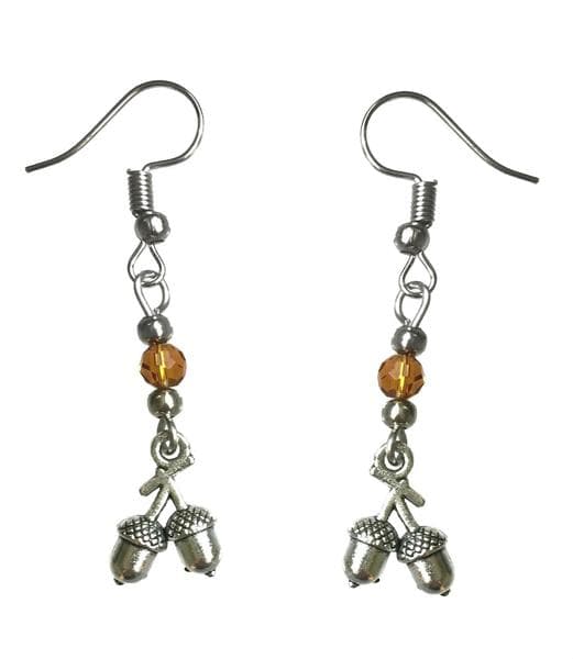 Earrings - Acorns - Amber - Bead