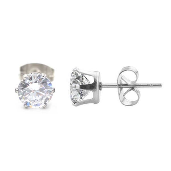 2-pack Silver Kristall Piercing Örhänge Piercingsmycke – 6mm