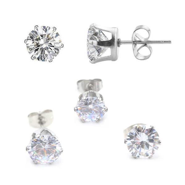 2-pack Silver Kristall Piercing Örhänge Piercingsmycke – 8mm