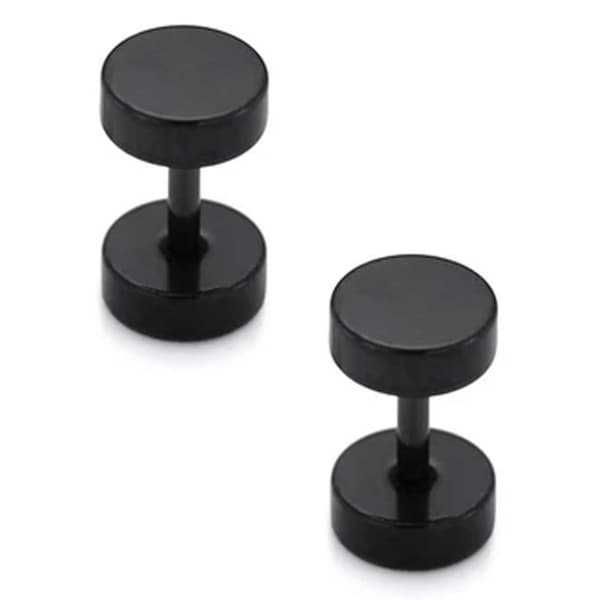 2 -pakkaus musta fake pistoke väärennettyjen korvakorujen lävistyskorut - 6 mm