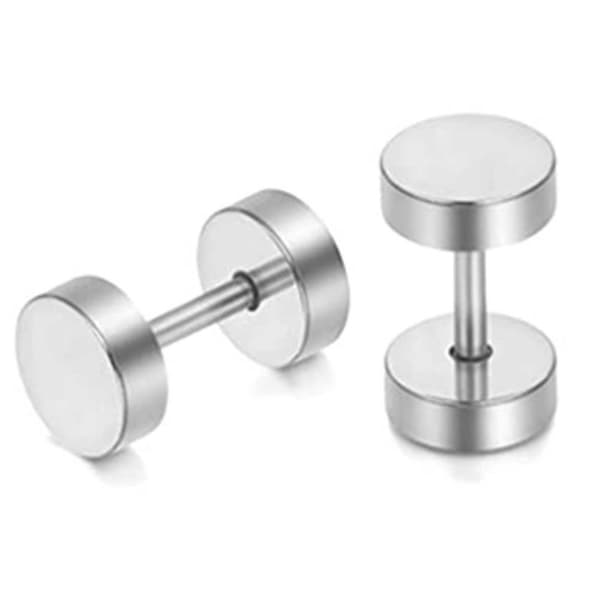 2 -pakke falske plugg falske strekkørring piercings smykker sølv - 6mm