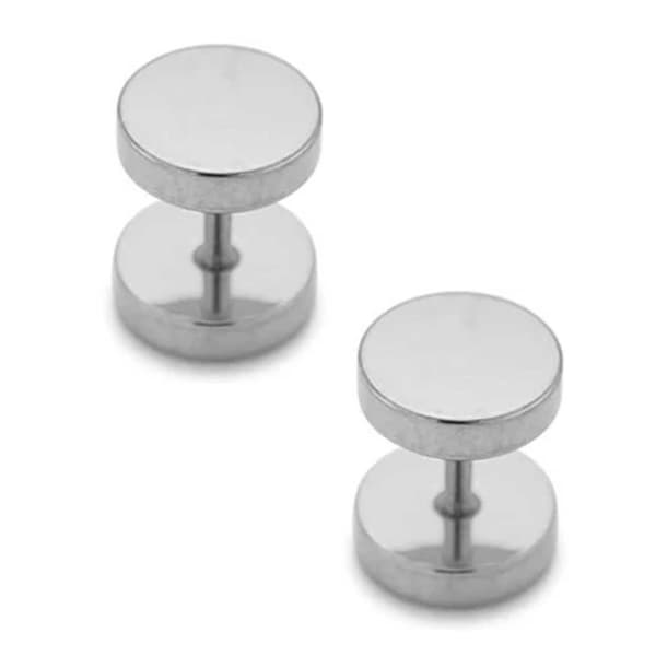 2 -pakkaus väärennetty fake Stretch korvakorut Piercings Korut hopea - 8 mm