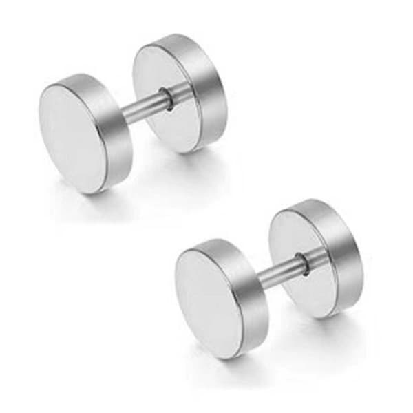 2 -pakkaus väärennetty fake Stretch korvakorut Piercings Korut hopea - 8 mm
