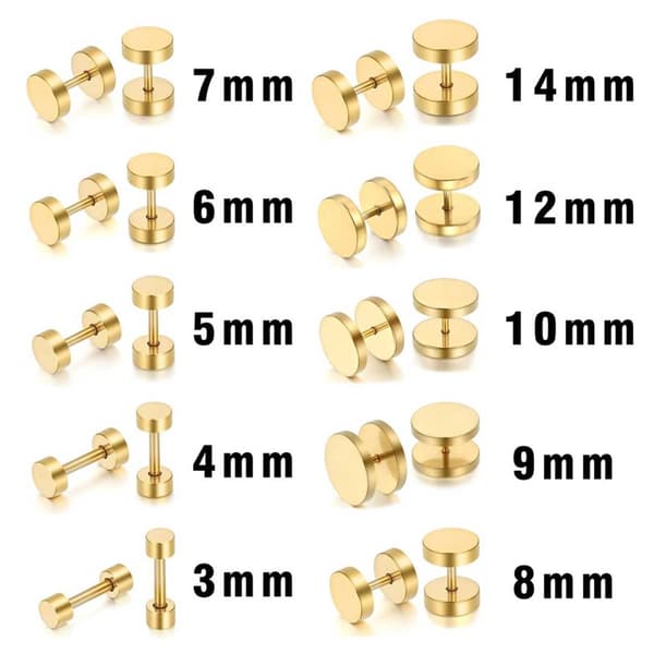 2-pack Fake Plug Fejk Töjning Örhänge Piercingsmycke Guld – 6mm