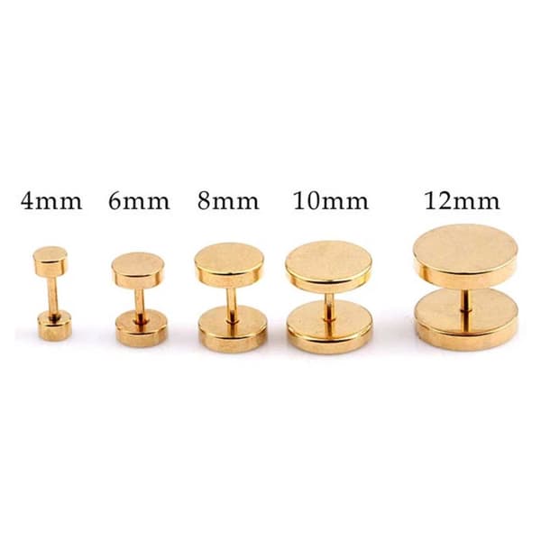 2-pack Fake Plug Fejk Töjning Örhänge Piercingsmycke Guld – 6mm