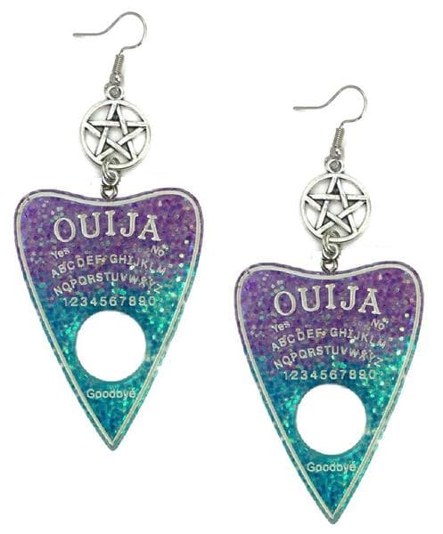 Earrings - Ouija - Pentagram - Acrylic - Purple/Turquoise