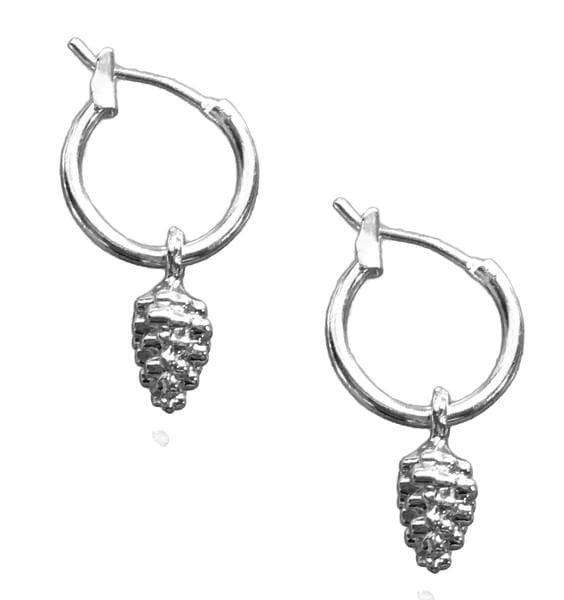 Earrings - Creoles - Pine Cone - Silver