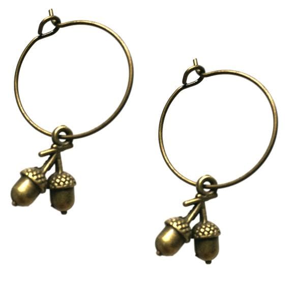Earrings - Creoles - Acorn - Double - Bronze