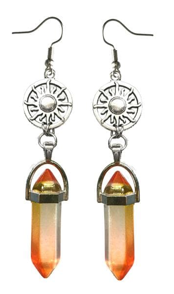 Earrings - Sun - Crystal point - Yellow - Sunset