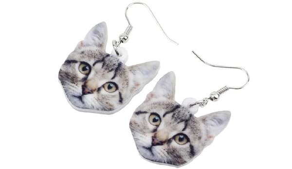 Earrings - Cat - Tabby - Acrylic