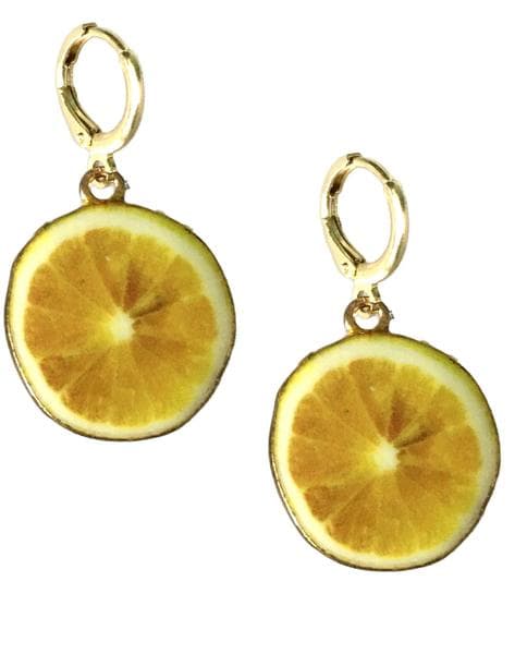Earrings - Creoles - Lemon - Enamel