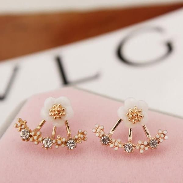 Earring tops studs Daisy flower two sided