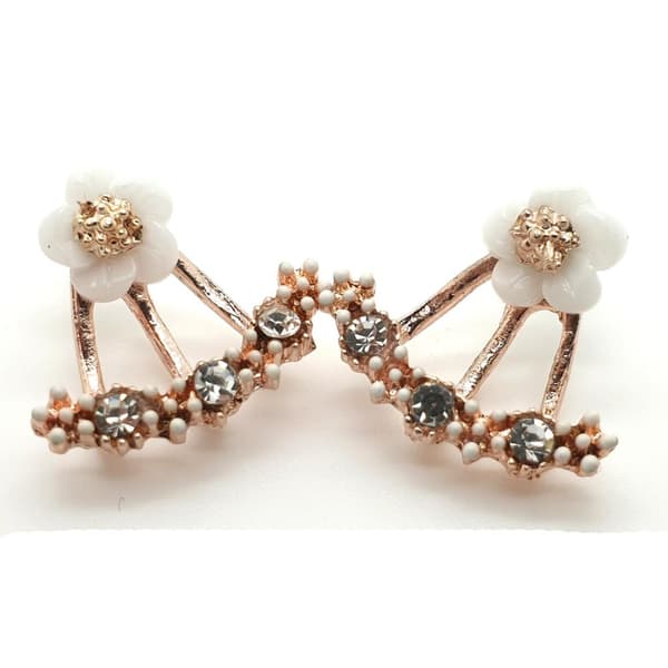 Earring tops studs Daisy flower two sided Vaaleanpunainen kultaa M