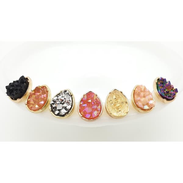 Durzy rock lava crystal shinning stone earring stud waterdrop