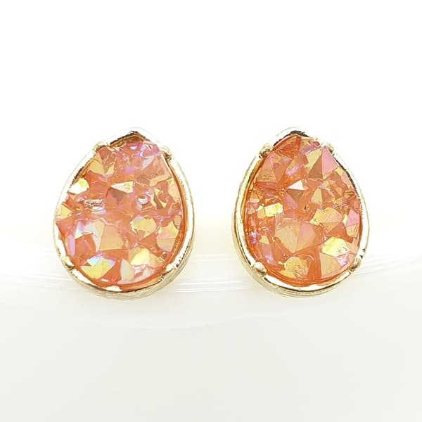 Durzy rock lava crystal shinning stone earring stud waterdrop