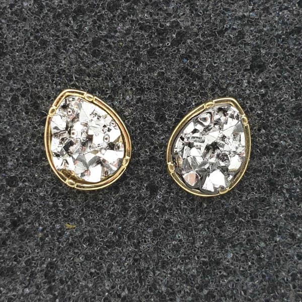 Durzy rock lava crystal shinning stone earring stud waterdrop