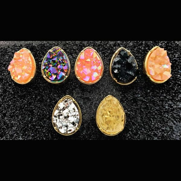 Durzy rock lava crystal shinning stone earring stud waterdrop