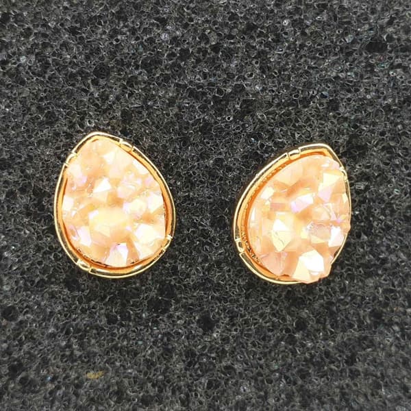 Durzy rock lava crystal shinning stone earring stud waterdrop