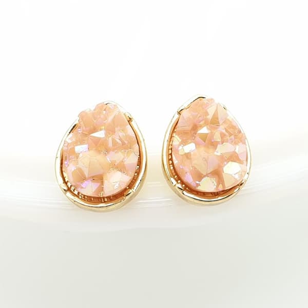 Durzy rock lava crystal shinning stone earring stud waterdrop