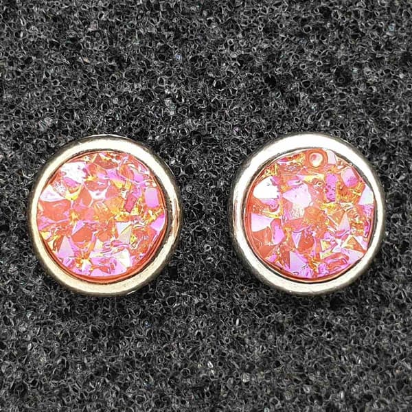 Durzy rock lava crystal shinning stone earring stud round