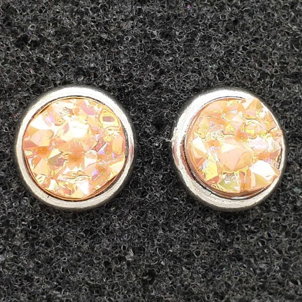 Durzy rock lava crystal shinning stone earring stud round