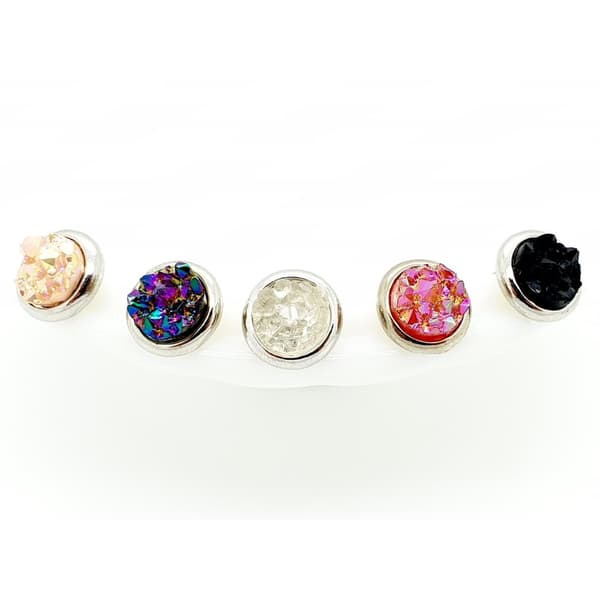 Durzy rock lava crystal shinning stone earring stud round