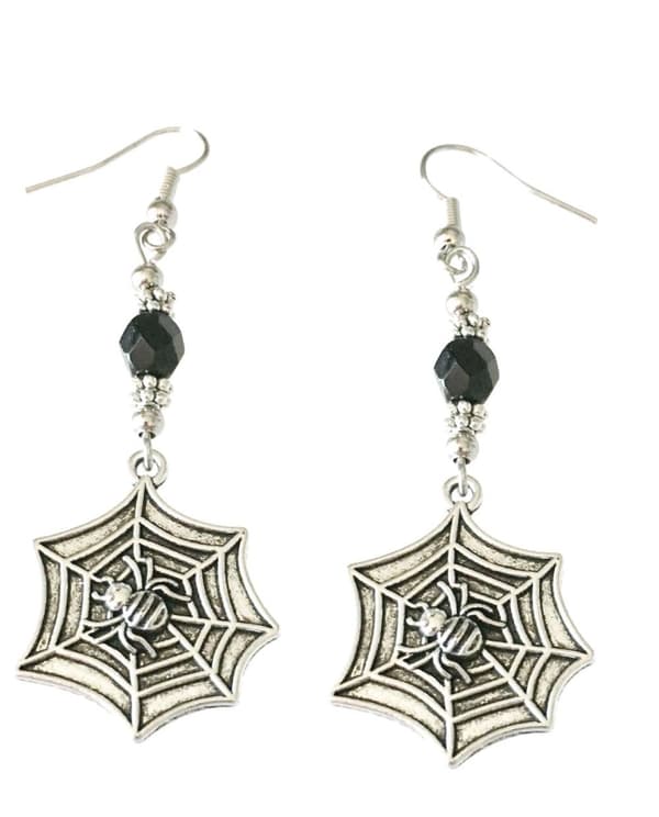 Earrings - Spiderweb - Bead - Black
