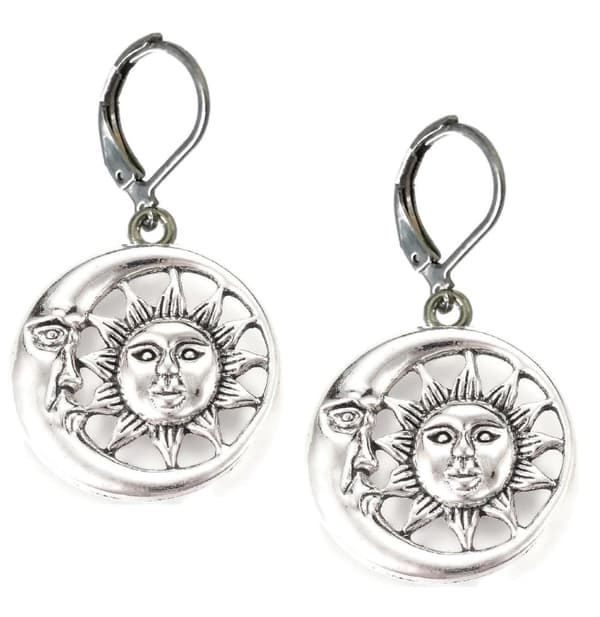 Örhängen Sol Måne Sun Moon Wicca Pagan Rostfri Krok