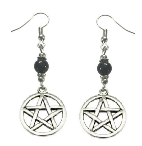 Örhängen Pentagram ONYX Wicca Pagan Symbol