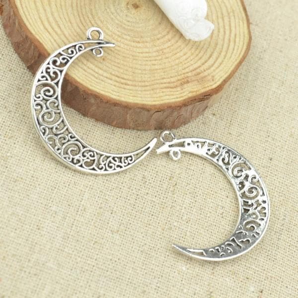 Earrings - Crescent Moon - Pentagram - Bronze