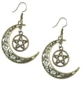 Pikkukuva 1 / 2: Earrings - Crescent Moon - Pentagram - Bronze