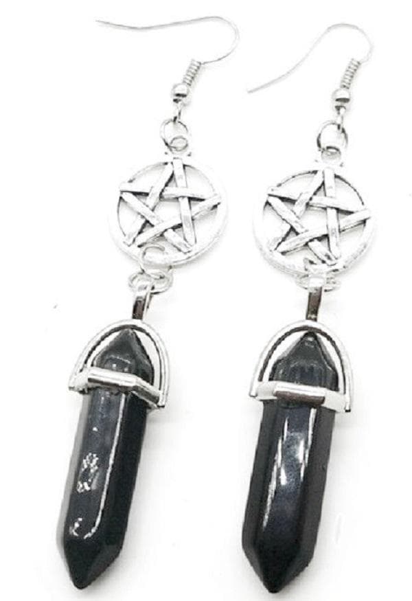 Earrings - Onyx - Pentagram