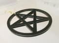 Pikkukuva 2 / 2: Earrings - Pentagram - Acrylic - Black - Oversize - Gold Hooks