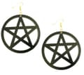 Pikkukuva 1 / 2: Earrings - Pentagram - Acrylic - Black - Oversize - Gold Hooks