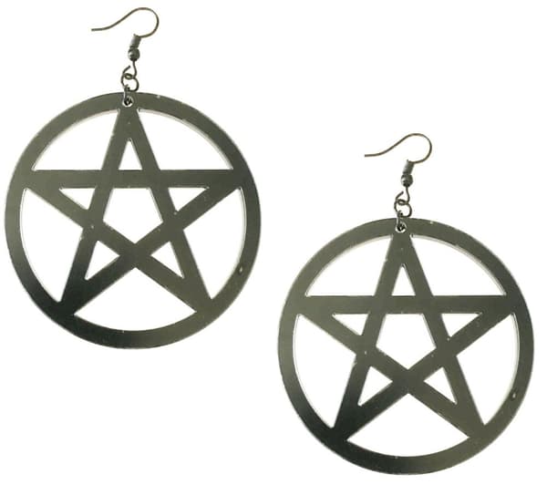Örhängen Pentagram OVERSIZE Wicca Pagan Svart Symbol