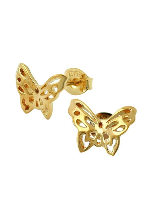 Stud Earrings Butterflies 3 Micron Gold Plating - GL30248