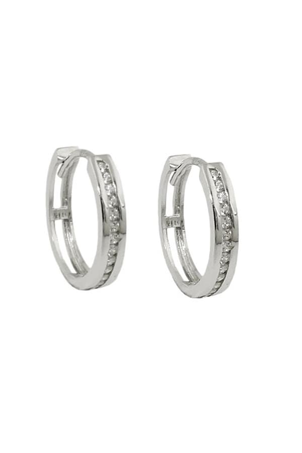 Hoop Earrings Zirconias 9k White Gold - GL431451