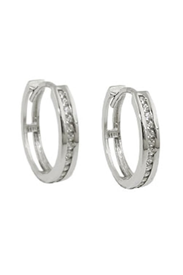 Hoop Earrings Zirconias 9k White Gold - GL431451
