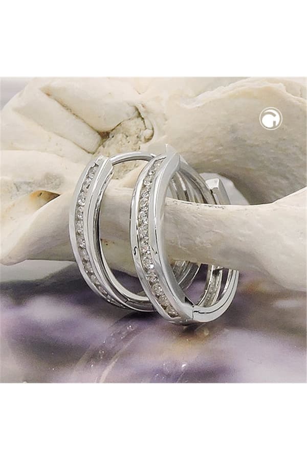 Hoop Earrings Zirconias 9k White Gold - GL431451